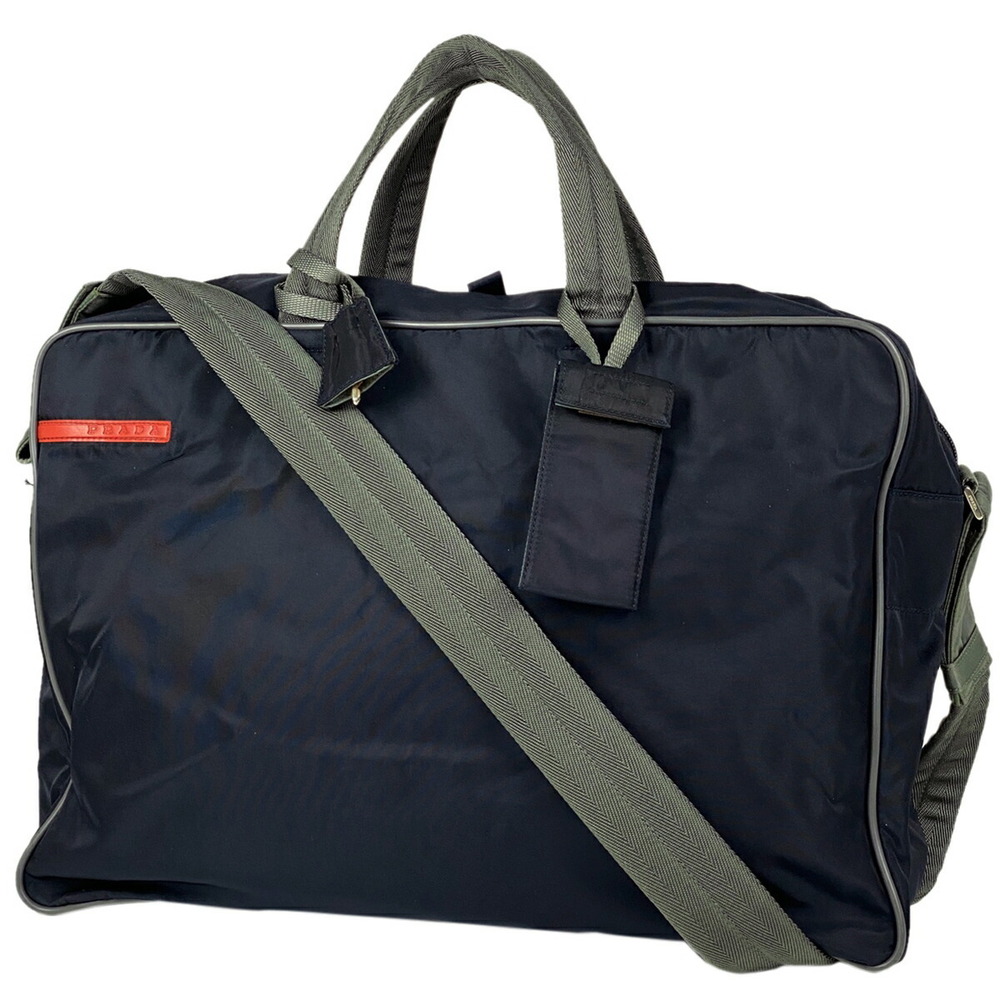 Prada Sport Tote Bag Shoulder Logo Navy Blue